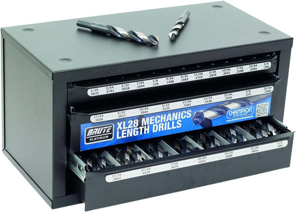 Champion D1-XL8 Brute XL8 Metric Drill Dispenser with 225 premium drills, offering precision and durability for metric-sized drilling tasks.