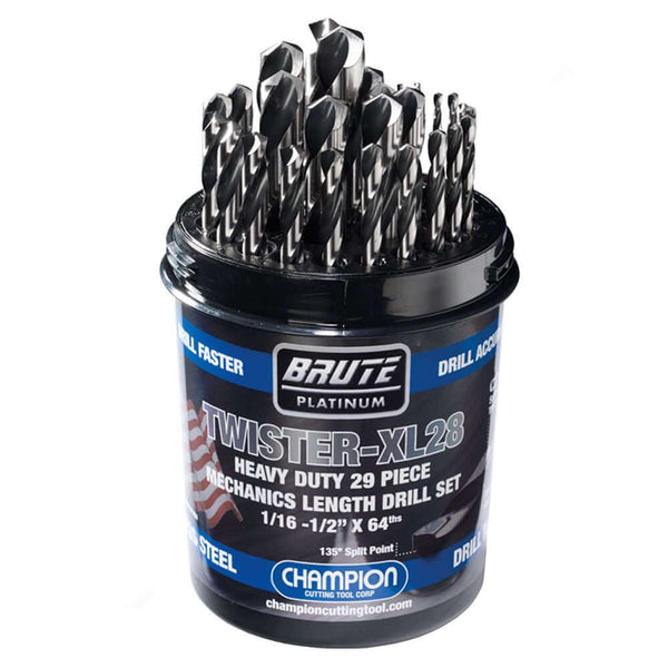 Champion TWISTER-XL28 Brute HD Twister 29 PC Drill Set, offering high durability and precision for heavy-duty drilling tasks in tough materials.