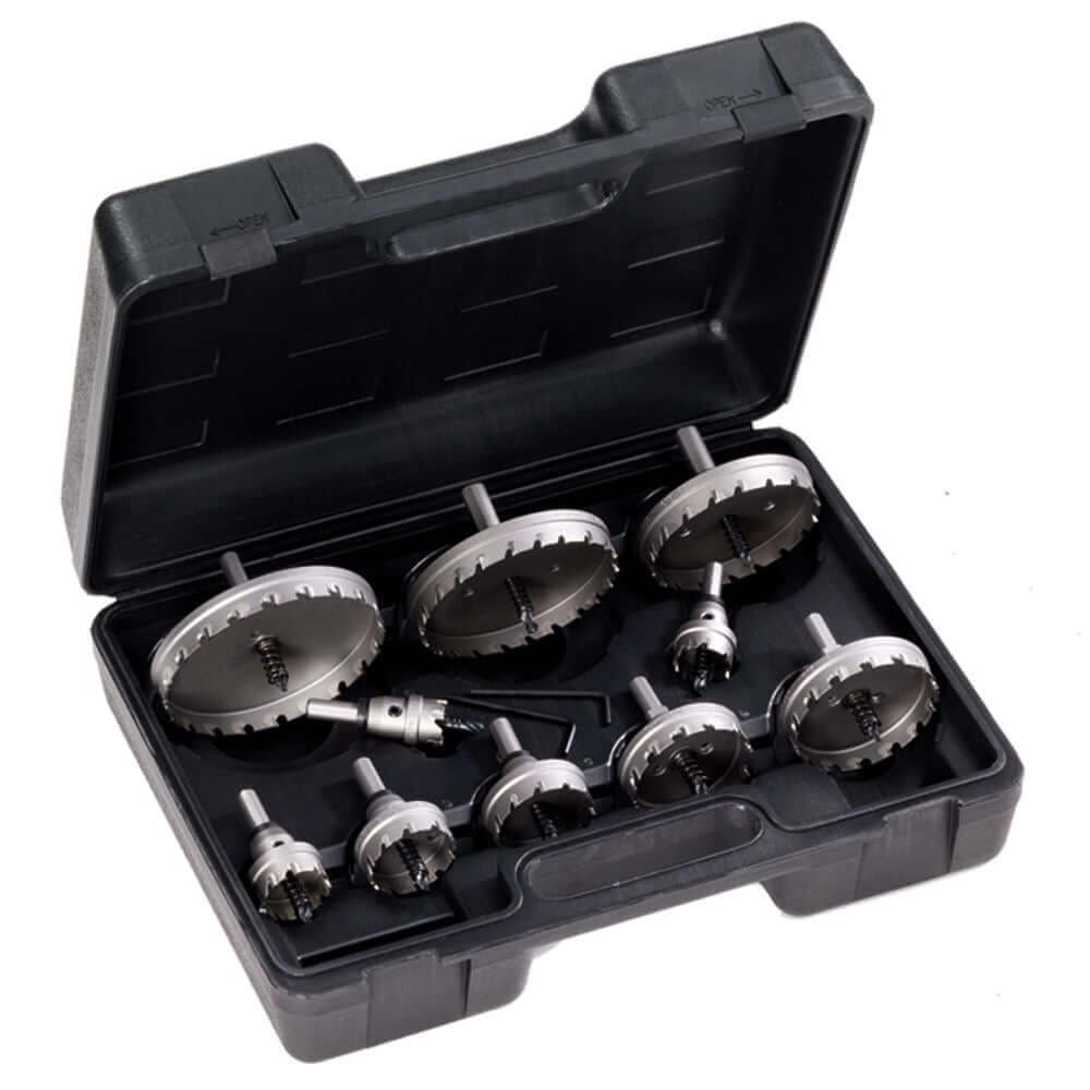 Champion CT5P-ELECTRICAL-1, a complete electrical hole cutter kit, featuring carbide-tipped cutters for precise and efficient electrical installations.
